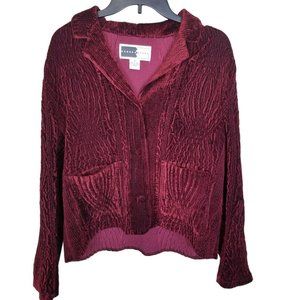 VTG Rhonda Stark Womens M Red Textured Long Sleeve